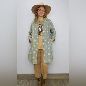 Paper Lace Vintage Blue Distressed Jacket with Stars